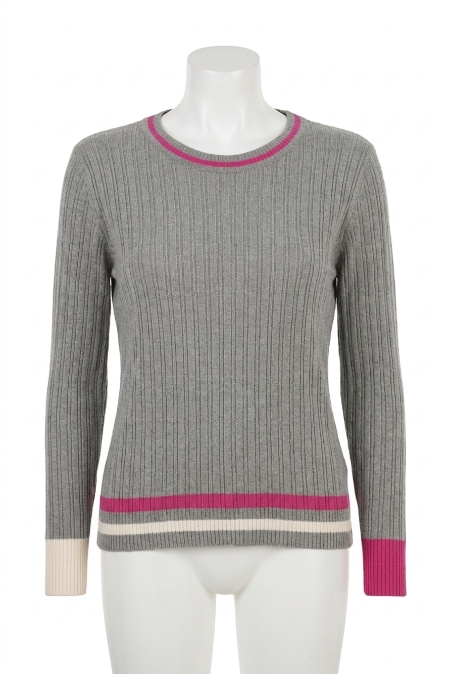 NEW FRENCH KYSS braided scoop neck top in slate/multi